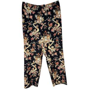 Talbots Petites Black Silk Wool‎ Blend Floral Pants Size 8 Petite